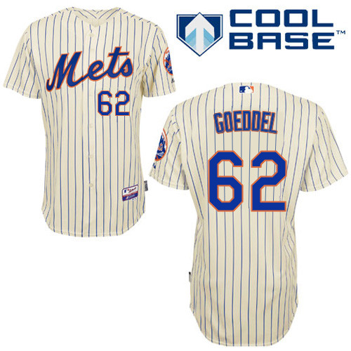 Erik Goeddel #62 MLB Jersey-New York Mets Men's Authentic Home White Cool Base Baseball Jersey